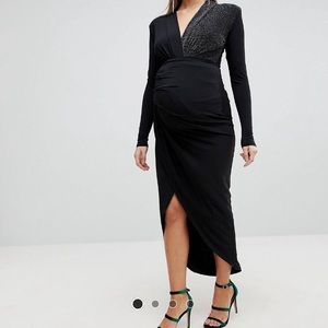 Queen Bee maternity wrap front maxi dress